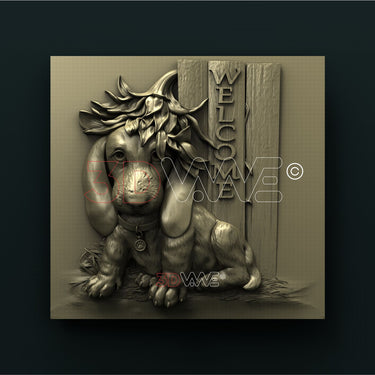 DOG WELCOME SIGN 3D STL 3DWave